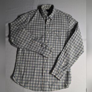 J. Crew Blue and Cream Checkered Men's Shirt